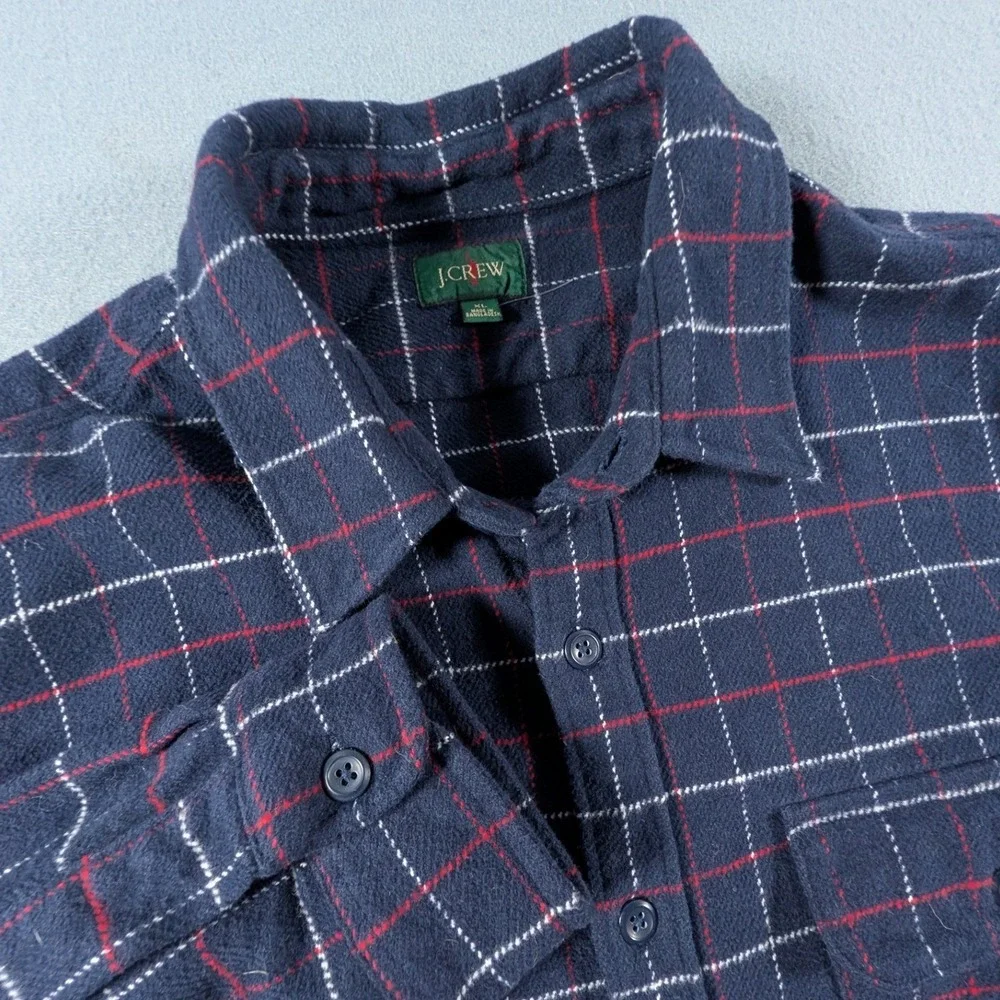 J. Crew Oarsman Thick Flannel Shirt Mens XL Windowpane‎ Plaid Long Sleeve